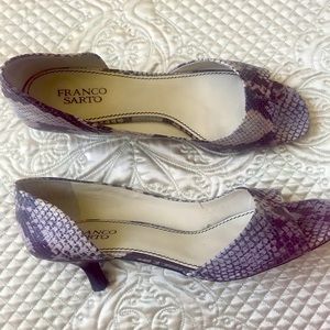 Snakeskin Open Toed Pumps